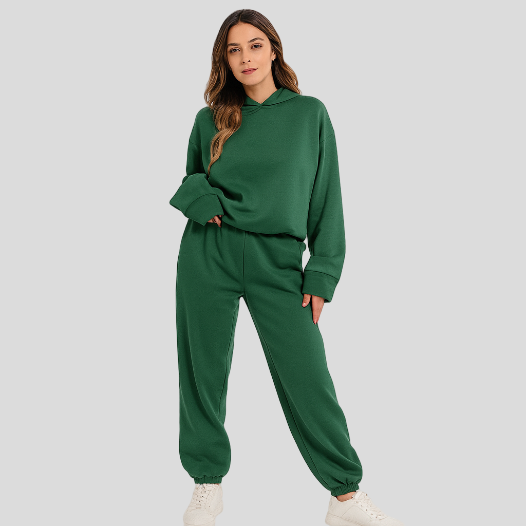 Damski zestaw loungewear – wygodna bluza z kapturem i spodnie