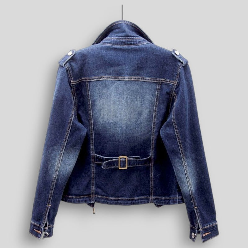 Damska kurtka jeansowa z asymetrycznym zamkiem