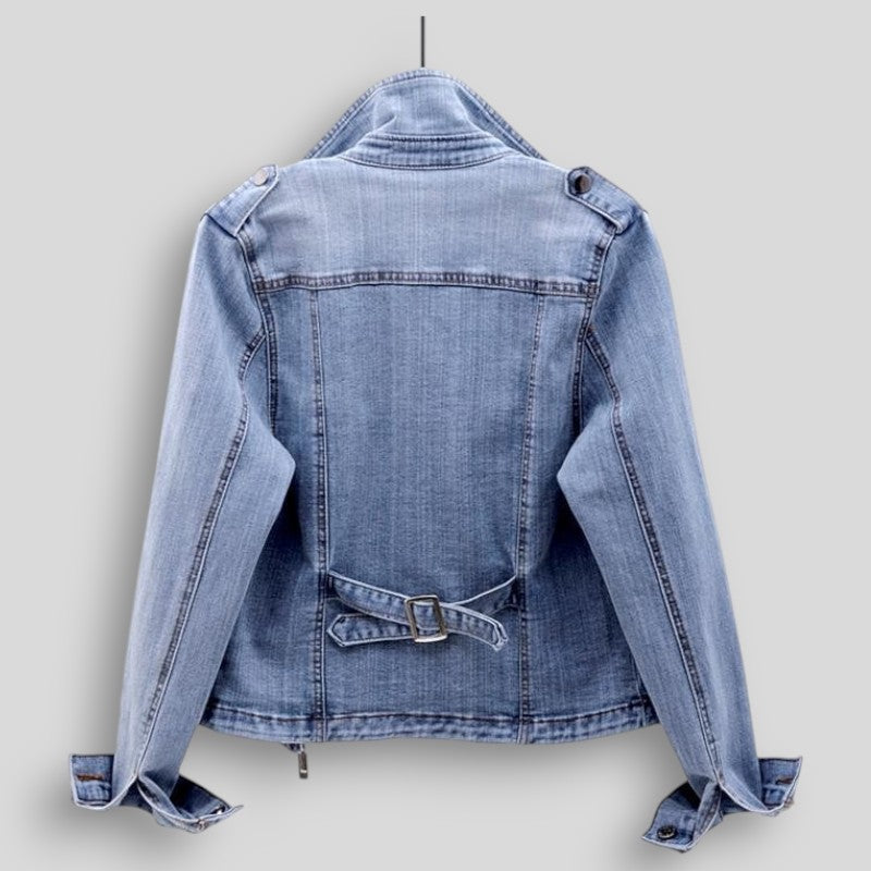 Damska kurtka jeansowa z asymetrycznym zamkiem